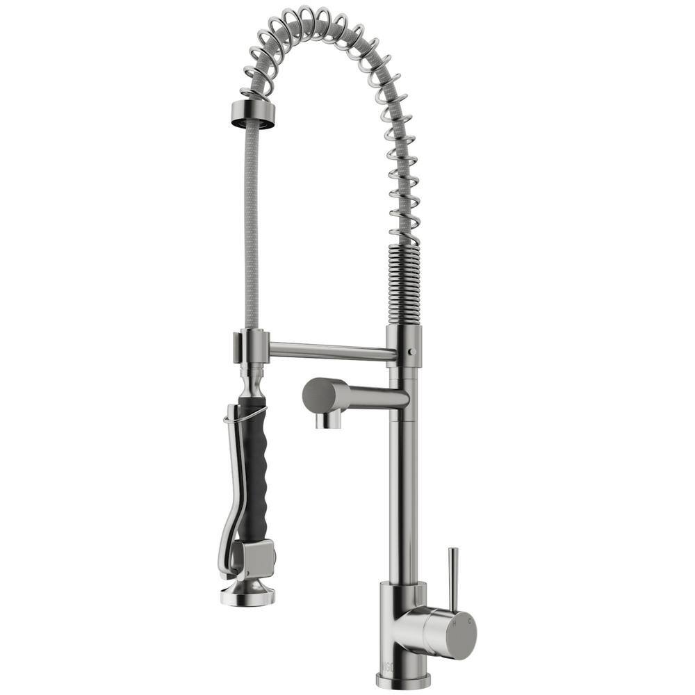 VIGO Zurich Single Handle Pull-Down Sprayer Kitchen Faucet in Stainless Steel VG02007ST