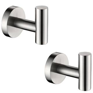 Interbath Round Bathroom Robe Hook and Towel Hook in Brushed Nickel (2-Pack) ITBDTG0002NS