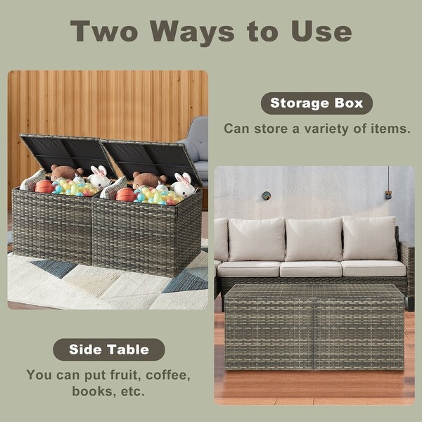 Outdoor Storage Box，Patio Rattan Deck Box