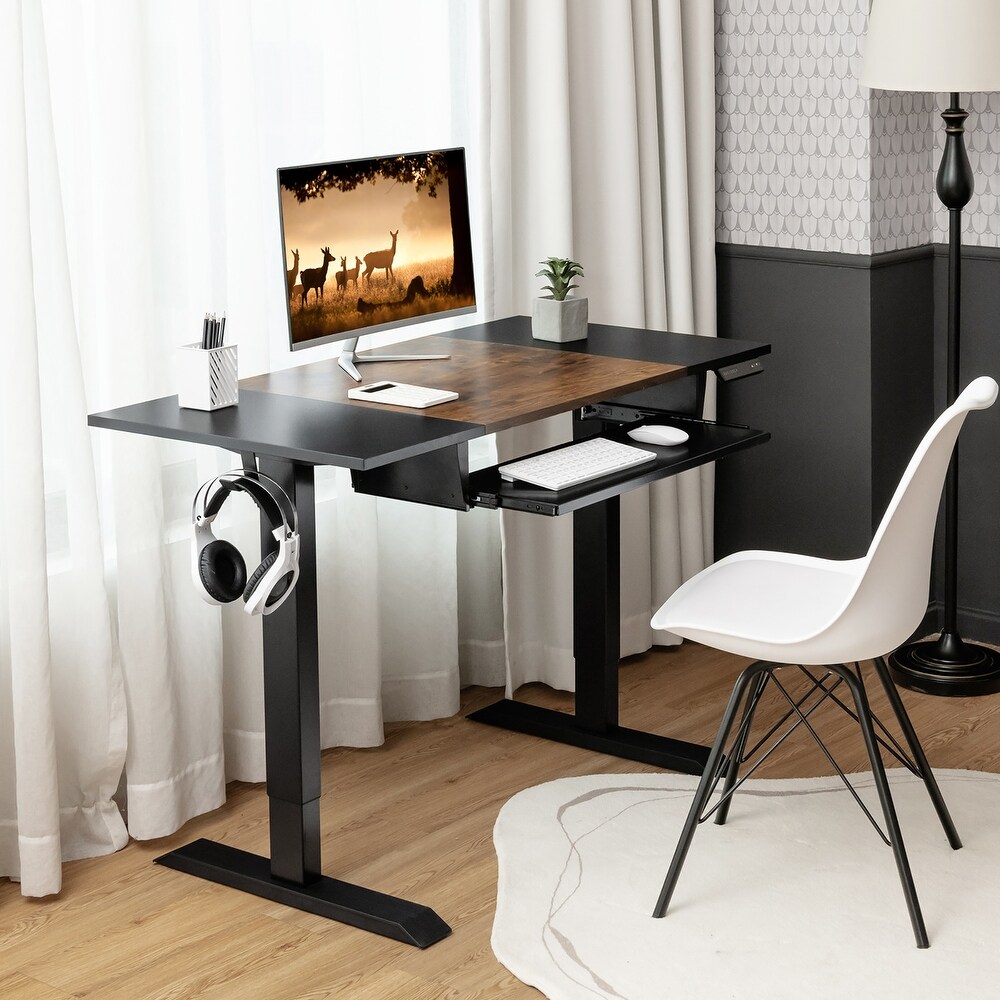 Costway 48'' Electric Sit to Stand Desk Adjustable Workstation w/