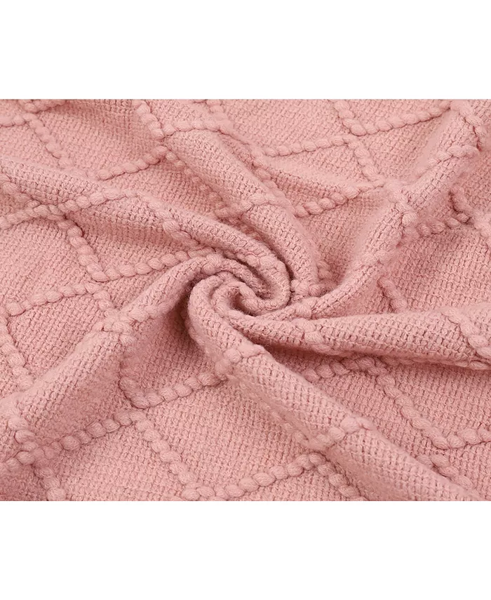 Battilo Home Knit Diamond Patterned Throw， 80