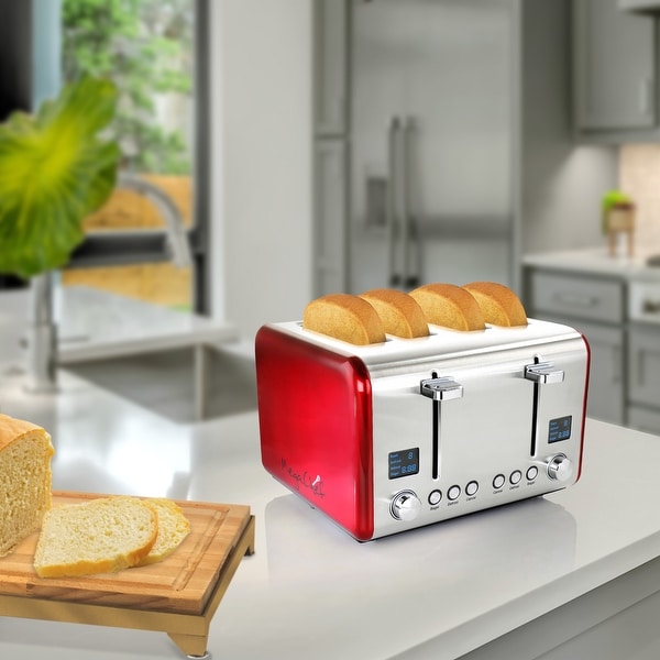 4 Slice Toaster in Stainless Steel Red