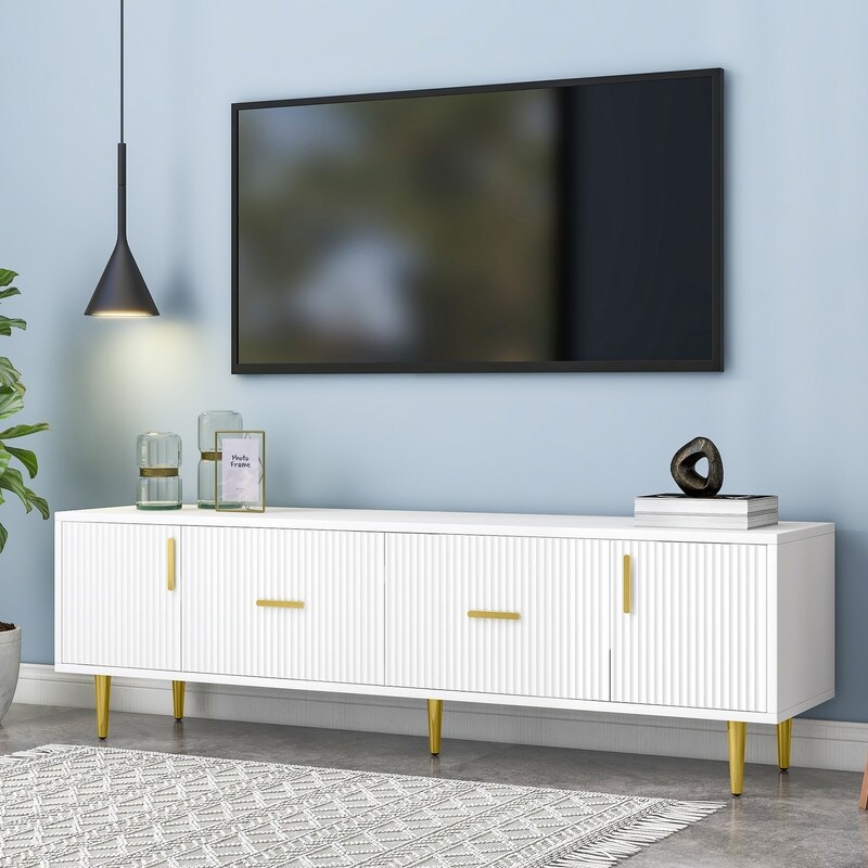 Modern TV Stand with Cabinets and Drawers for TVS Up to 75\