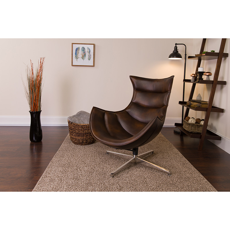 Bomber Jacket LeatherSoft Swivel Cocoon Chair   Midcentury   Armchairs And Accent Chairs   by First of a Kind USA Inc  Houzz