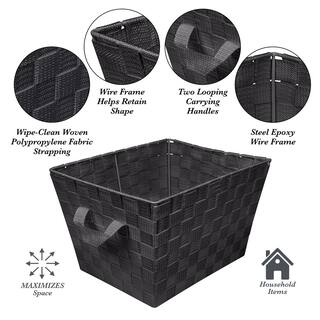 SIMPLIFY 12 in. H x 8 in. W x 10 in. D Black Fabric Cube Storage Bin 25092-BLACK