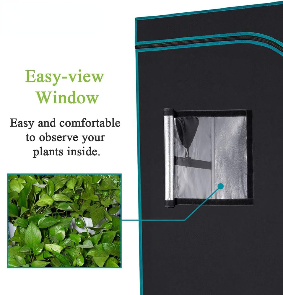 36”x36”x72” Hydroponic Mylar Water-Resister Grow Tent Reflective Garden Growing Dark Room with Observation   Removable Floor Tray and Tool Bag for Indoor Plant Growing 3‘x3‘