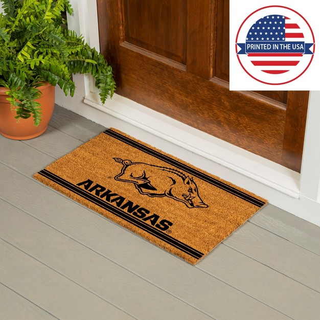 Evergreen University Of Arkansas Logo Turf Mat Brown 28 X 16 Inches Indoor Outdoor Doormat