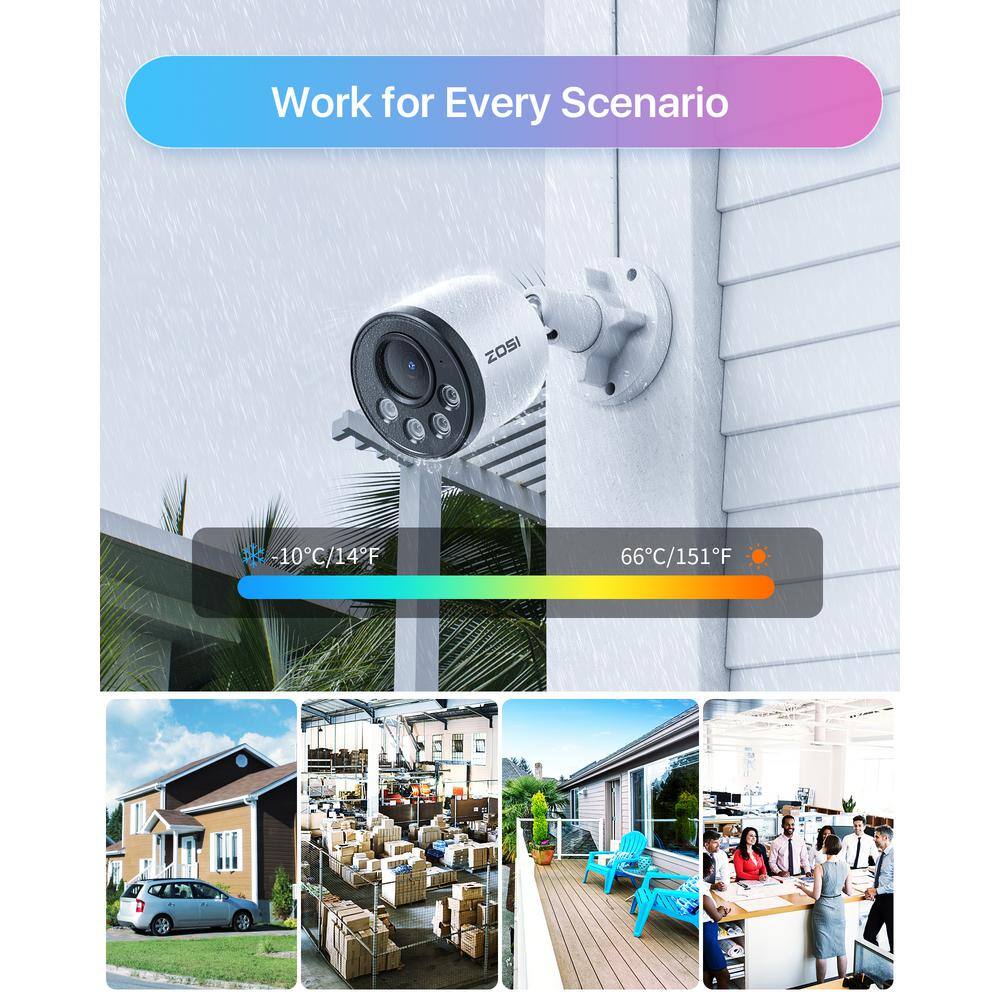 ZOSI ZG1804E 4MP Wired PoE Add-on IP Home Security Camera with Audio 100 ft. Night Vision Only Work with Same Brand NVR IPC-1804E-W-A2