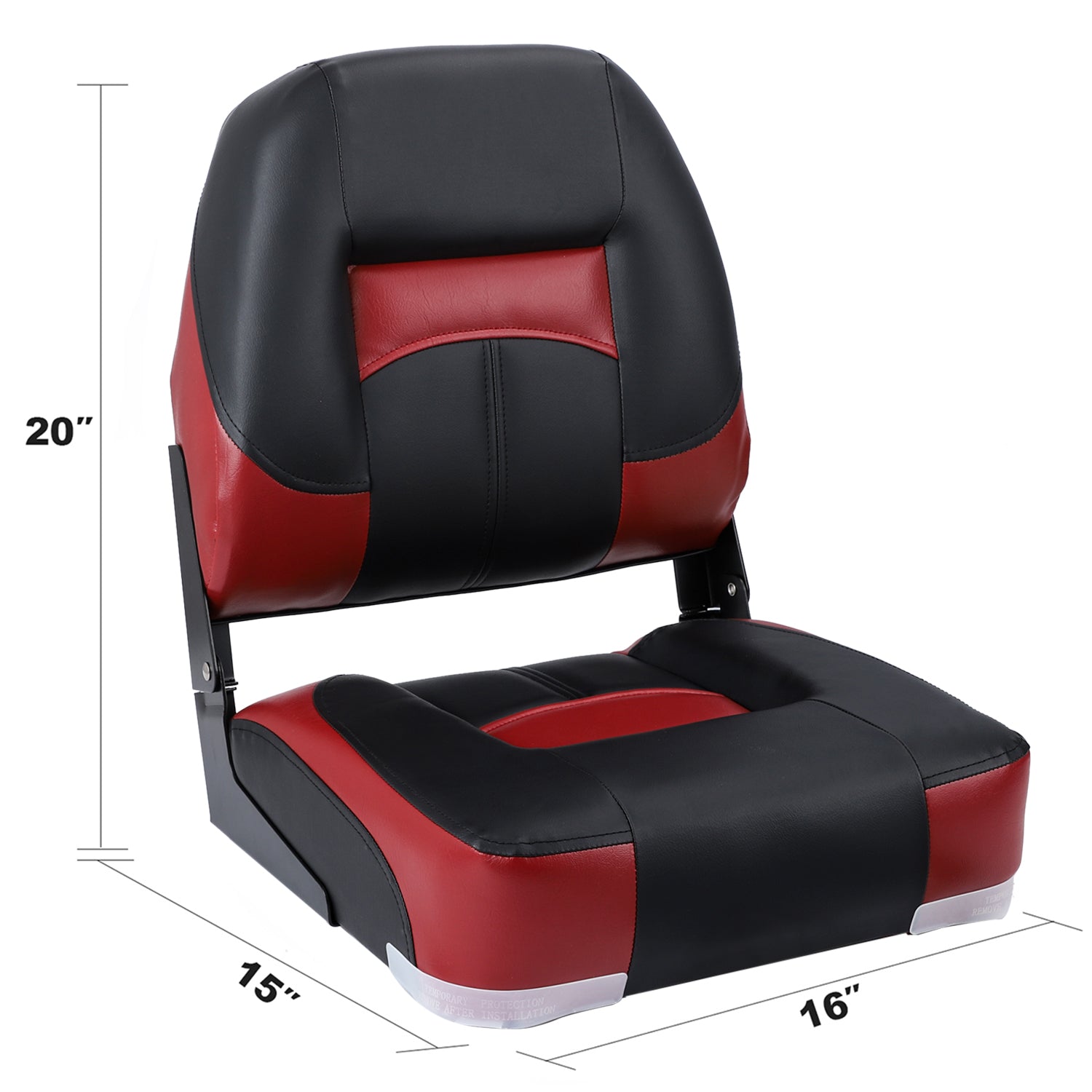 NORTHCAPTAIN Deluxe Black/Wine Red Low Back Folding Boat Seat， 1 Seat