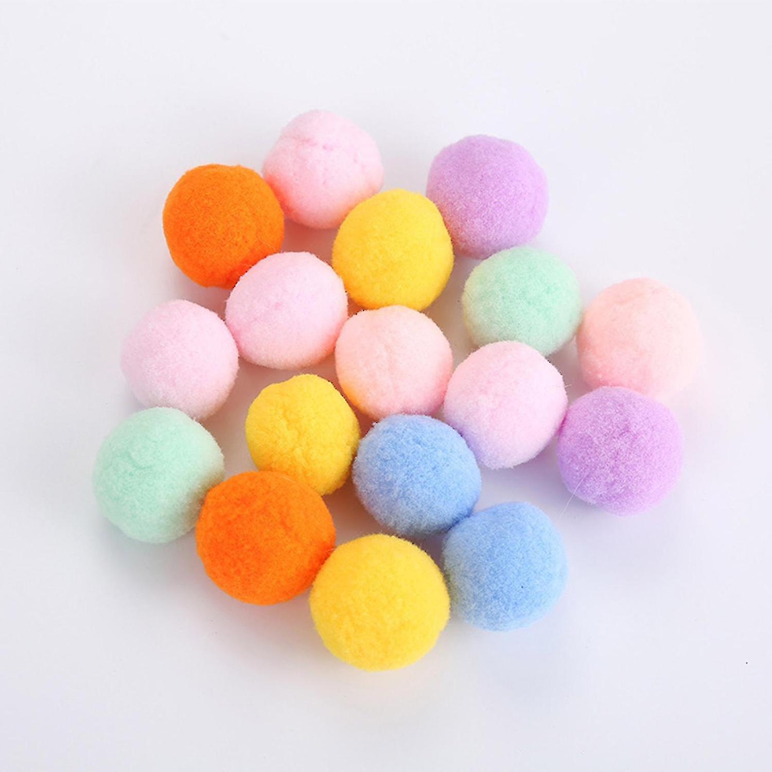 20x Cats Favorite For Chase Plush Ball Toy Pom Pom Balls Color Random 3cm