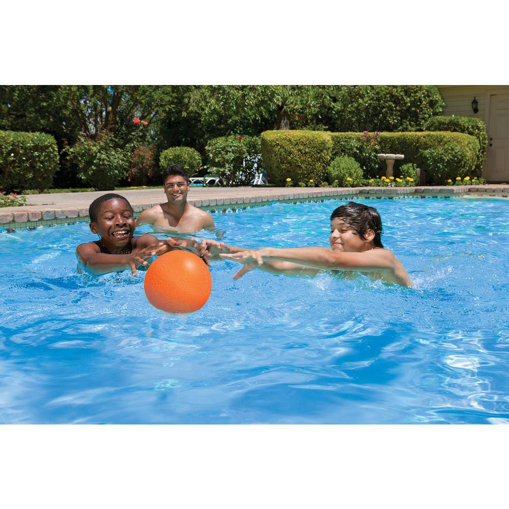 Poolmaster Shark Bites 7 in. Swimming Pool and Outdoor Grip Ball and Hand Air Pump Combo (Orange) 06757