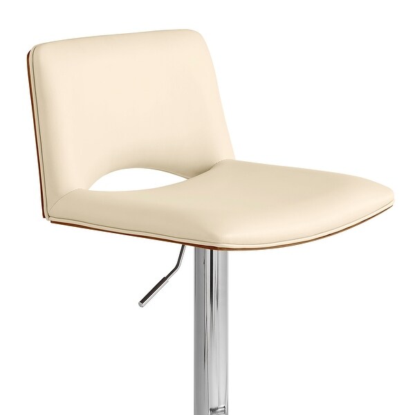 Thierry Adjustable Swivel Faux Leather and Metal Bar Stool