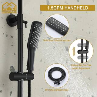 Hlihome 2-Spray Patterns 10 in. 1.5GPM Wall Mounted Dual Shower Heads Shower System with Slide Bar in Matte Black RBDK-8038-MB