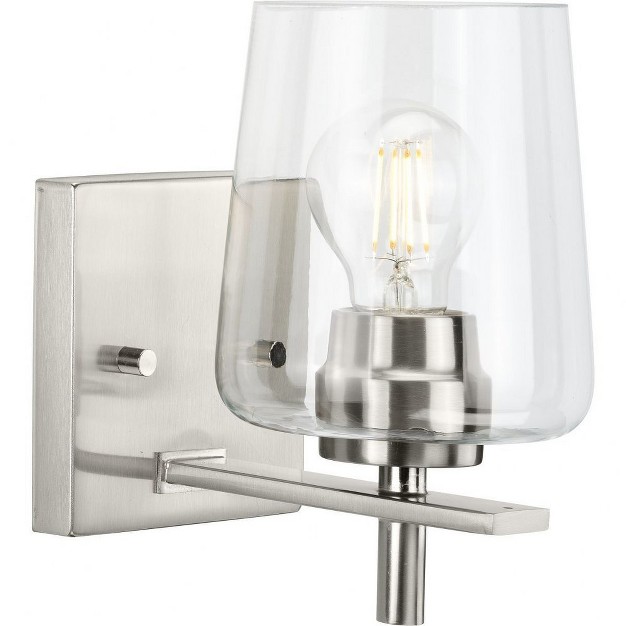 Progress Lighting Calais 1 light Wall Sconce Brushed Nickel Clear Glass Shade