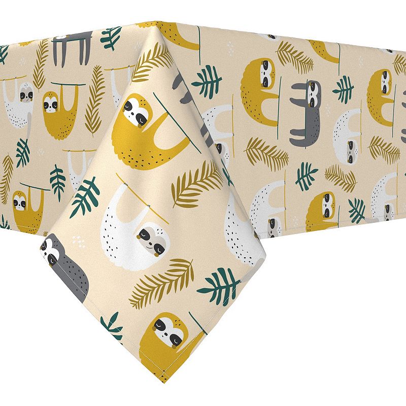 Square Tablecloth， 100% Polyester， 70x70， Sloths Hanging Around