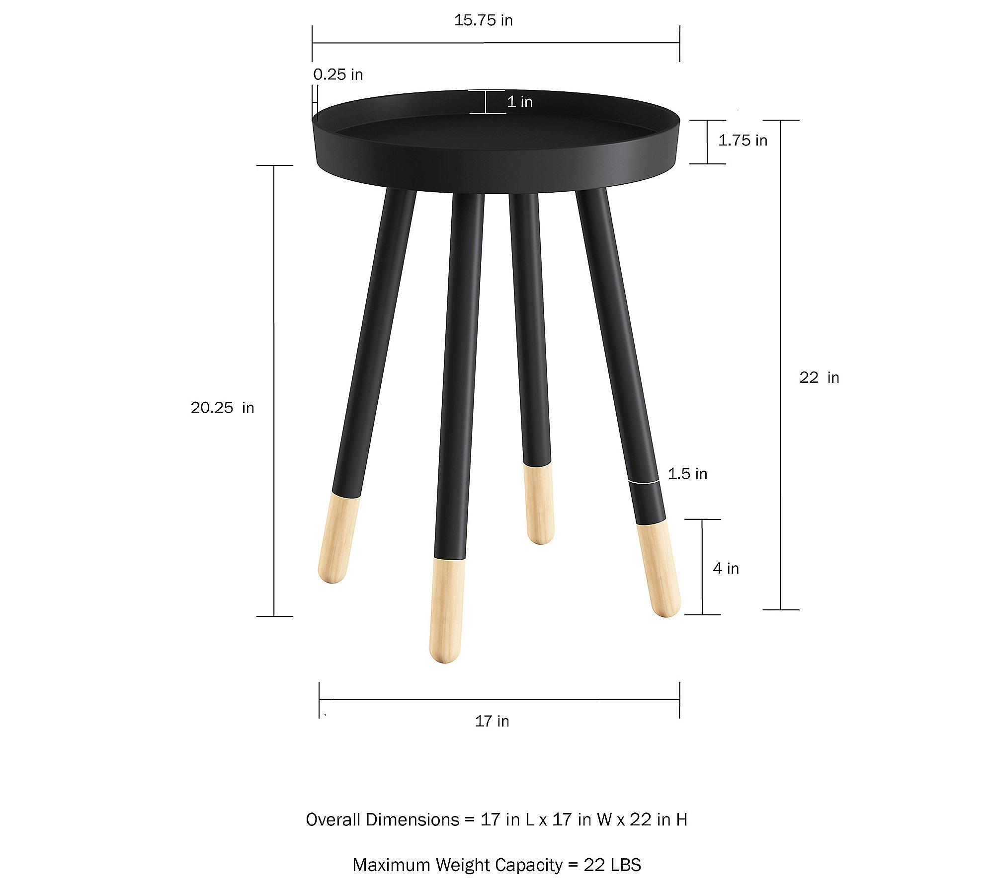 Lavish Home Round Two-Tone End Table with TrayTop