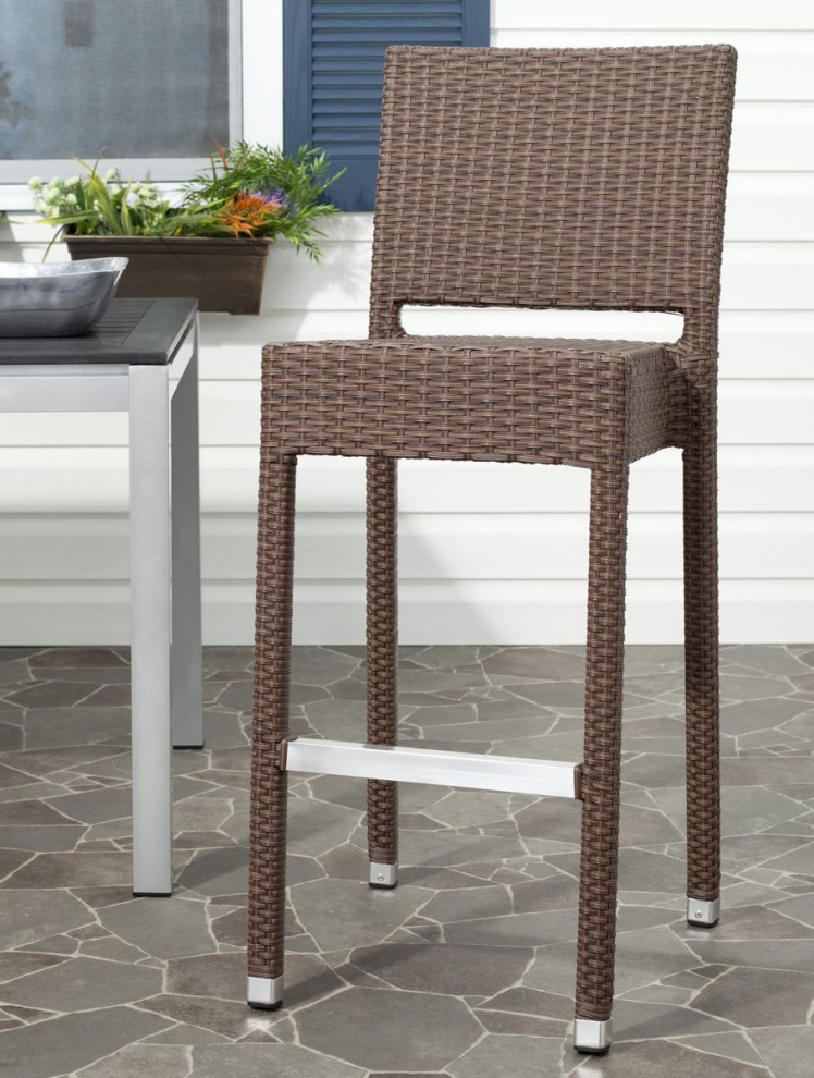 Marla Indoor / Outdoor Bar Stool Brown Set of 2   Tropical   Outdoor Bar Stools And Counter Stools   by Peachtree Fine Furniture  Houzz