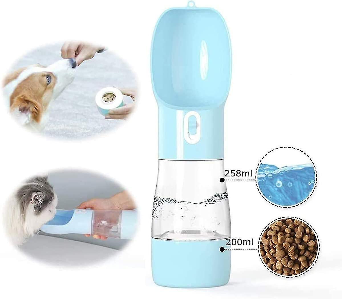 Dog Water Bottle， 2 In 1 Removable Cover Dog Bowl， 200ml Feeder And 285ml Drinker For Travel Portabl