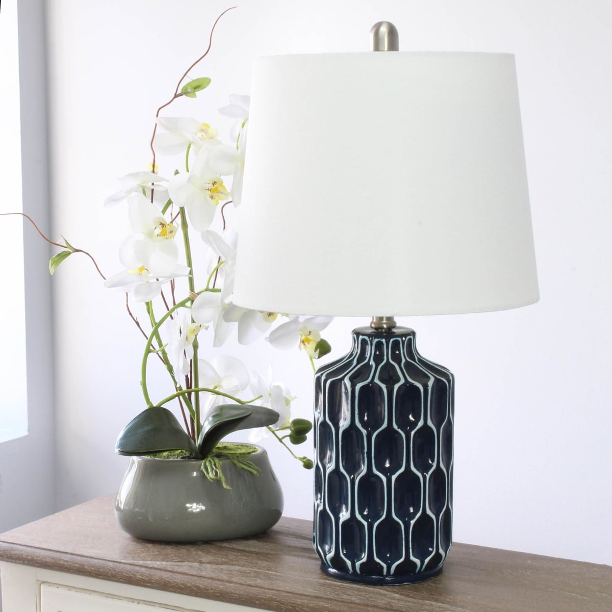 Elegant Designs Blue and White Patterned Table Lamp