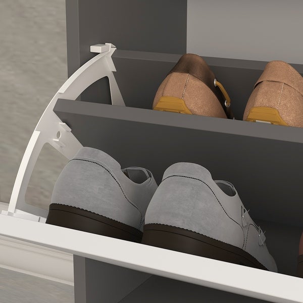 Timechee 47.2W 20-26 Pair Shoe Storage Cabinet BlackGrey Space Saving - - 36136354