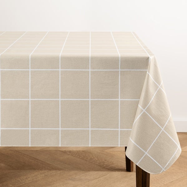 Windowpane Plaid Grid Printed Vinyl Indoor/Outdoor Tablecloth