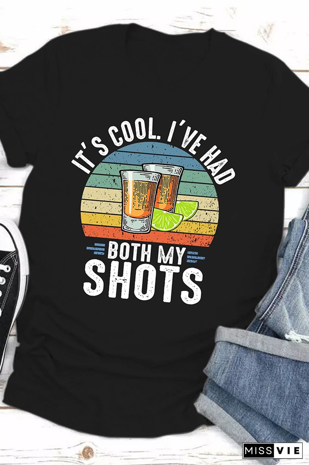 It's Cool I've Had Both My Shots Print Graphic Tees for Women Wholesale Short Sleeve T shirts Top