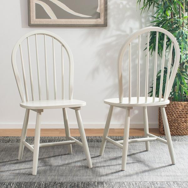 Newton Spindle Back Dining Chair  Set of 2  Off White   Midcentury   Dining Chairs   by Rustic Home Furniture Deco  Houzz