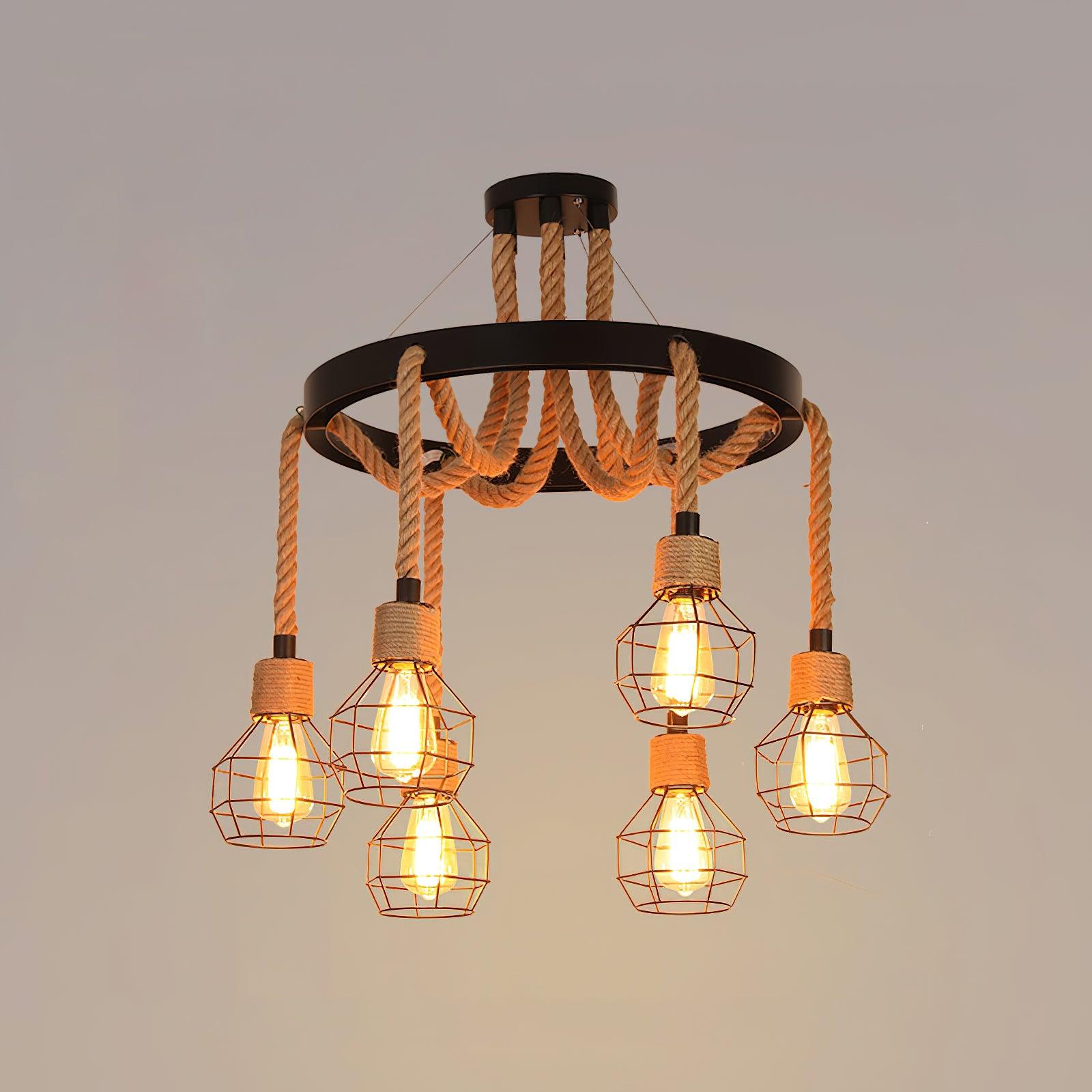 Hemp Rope Industrial Starfall Chandelier