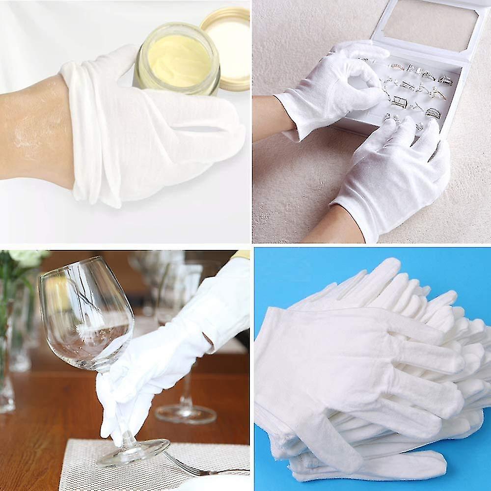 12 Pairs Cotton Gloves White Cotton Gloves Cosmetic Gloves Moisturizing Gloves Moisturizing Eczema Cotton Gloves