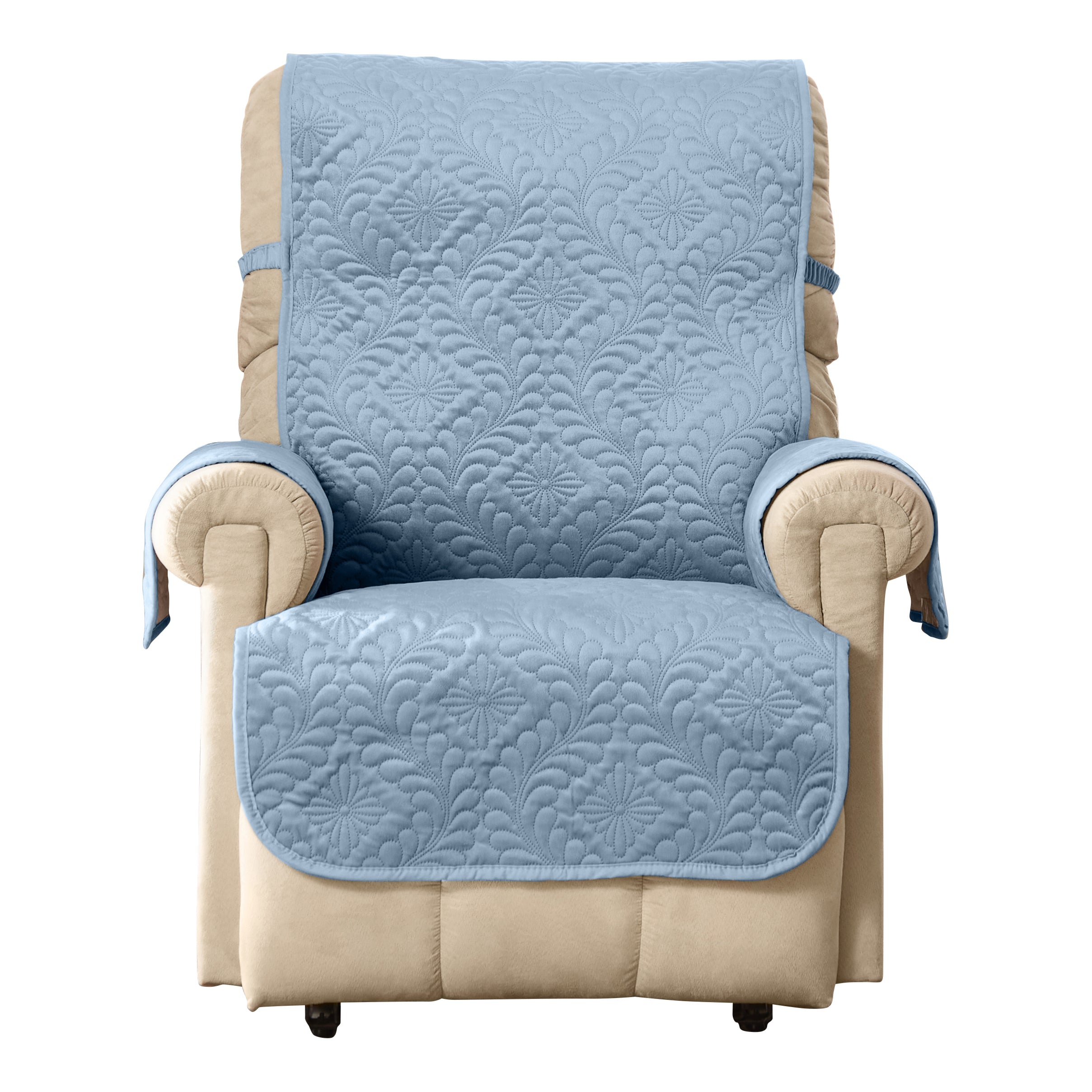 Innovative Textile Solutions Rosedale Solid Damask 1-Piece Recliner Wing Furniture Protector, Blue