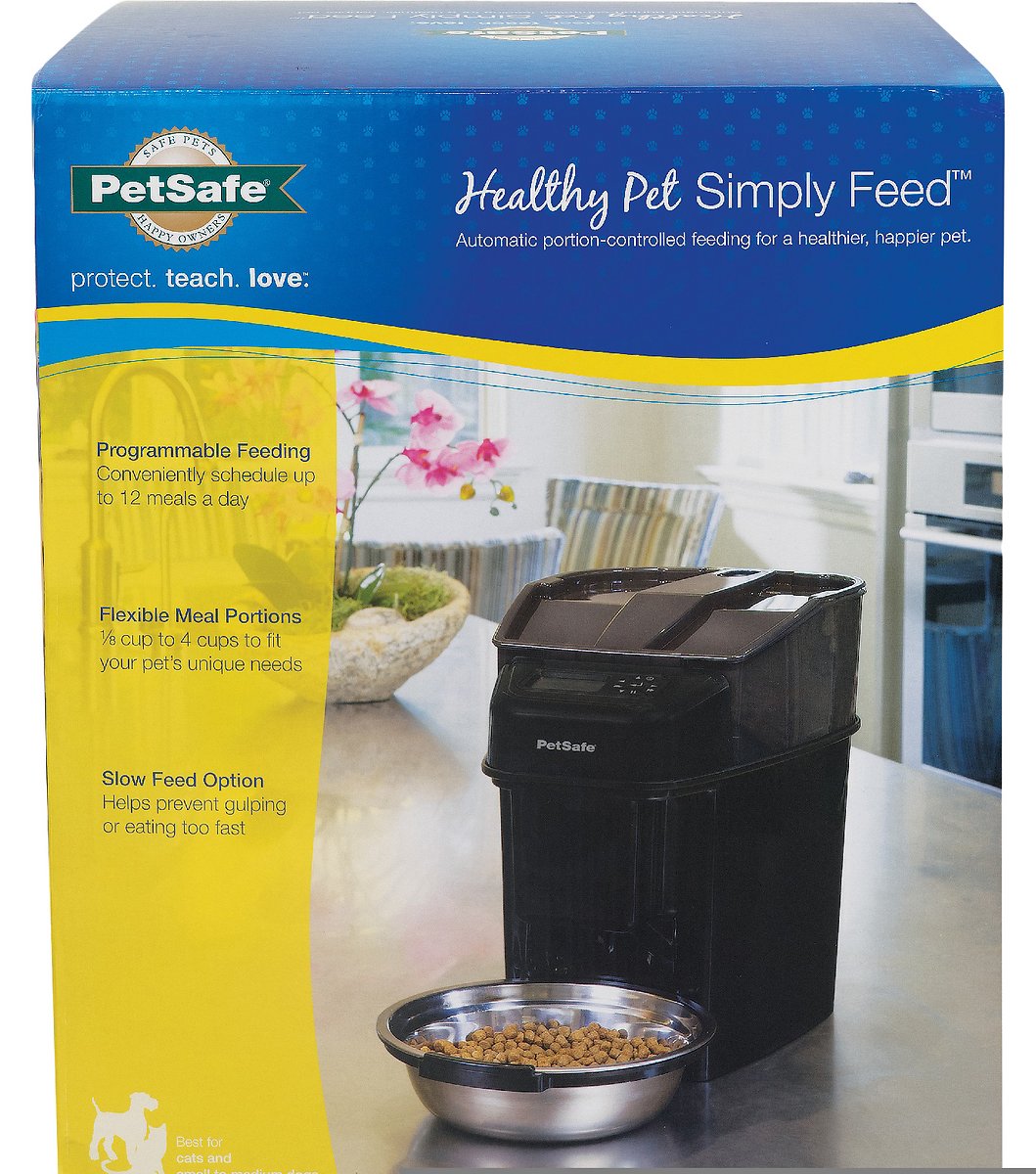 PetSafe Healthy Pet Simply Feed Automatic Cat Feeder for Cats and Dogs - 24 Cups Capacity Pet Food Dispenser with Slow Feed and Portion Control (12 Meals per Day)