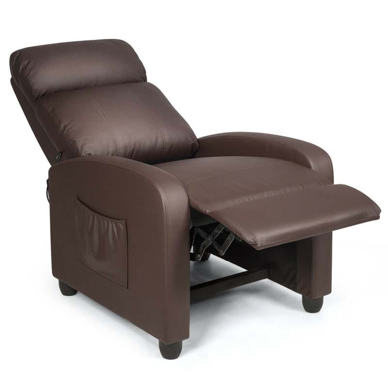 PU Leather Massage Recliner Sofa Modern Recliner Chair Winback Single Sofa with Side Pocket