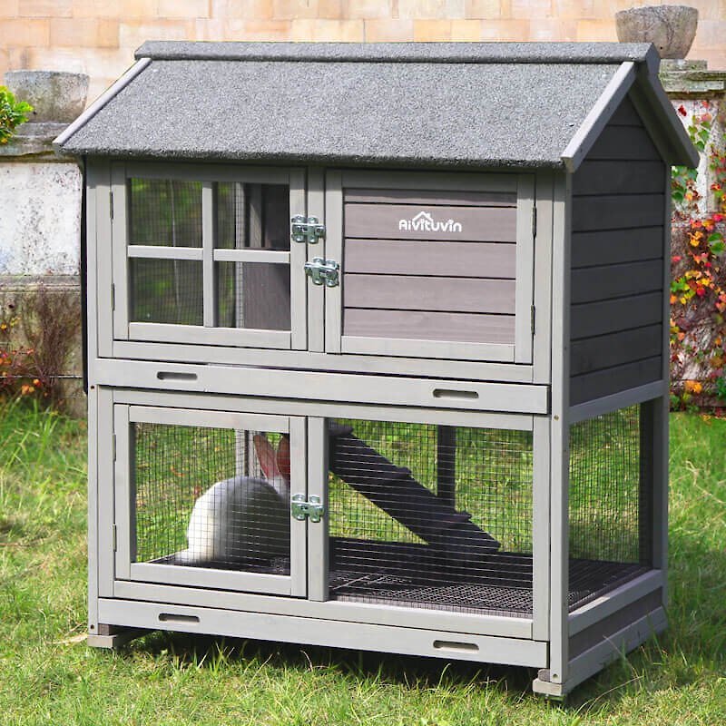 Aivituvin 44.2-in Indoor and Outdoor Rabbit Hutch