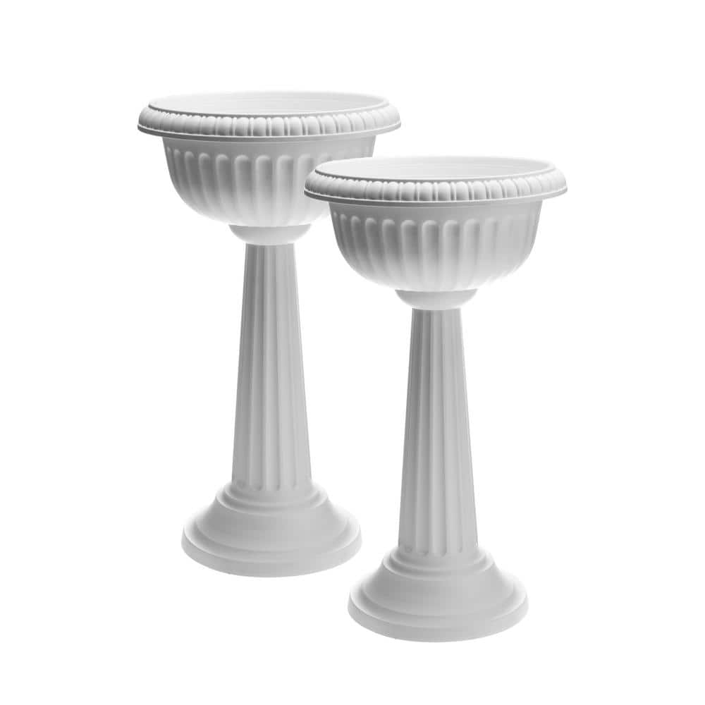 Bloem Grecian Urn (with Pedestal)， Casper White (2-Pack) DCB-GUMIX1