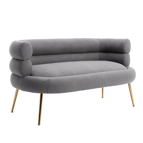 Modern Fabric Accent Chair ， Leisure Sofa with Tufted Back and Golde Metal Legs