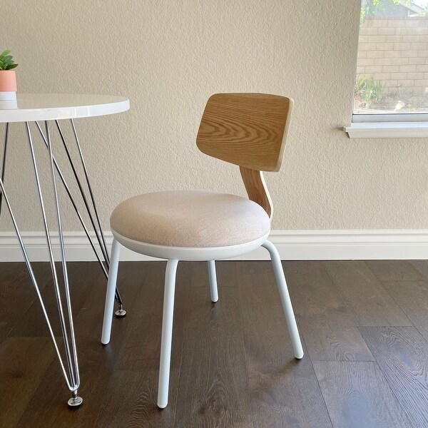 Macaron Fabric Upholstered Dining Chair Metal Legs