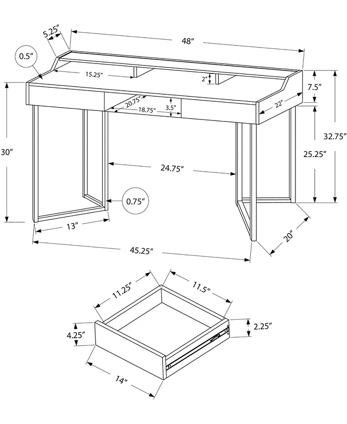 Monarch Specialties 48L Computer Desk -in Dark Taupe