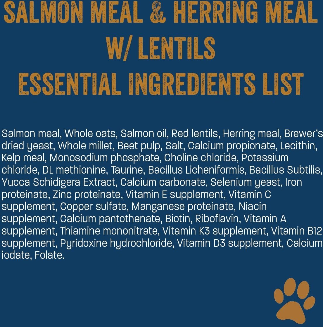 Team Dog Salmon Meal and Herring Meal 26/20 Essential Blend Premium Dry Dog Food， 33-lb bag