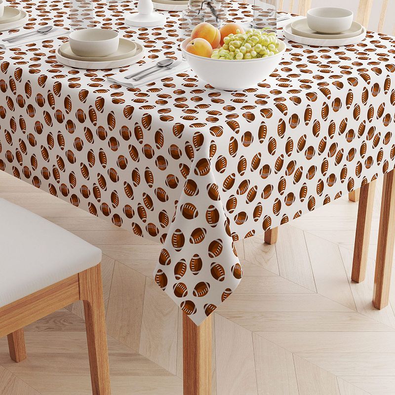 Square Tablecloth， 100% Polyester， 54x54， Allover Football Pattern