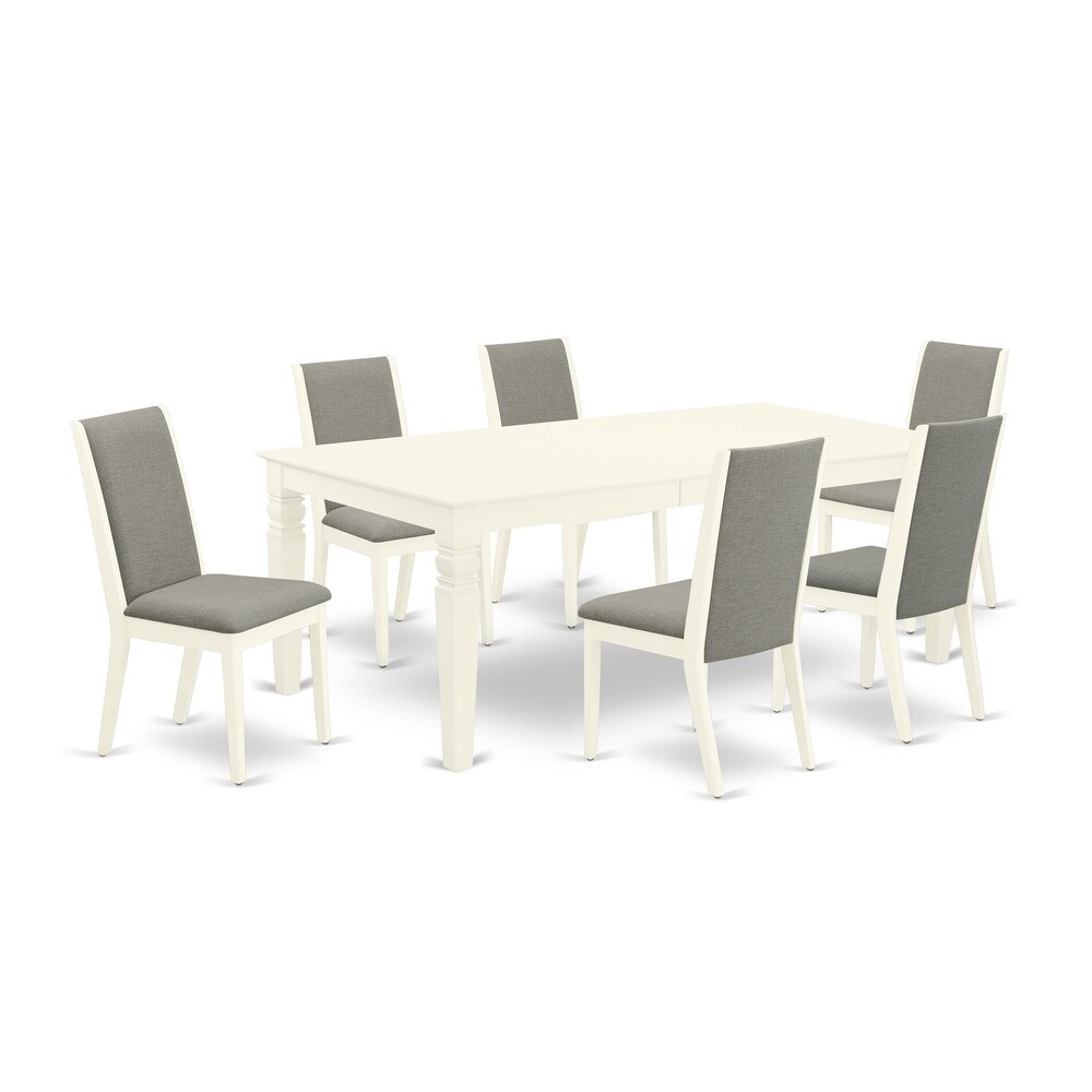 East West Furniture 7 Piece Dinette Set  a Rectangle Dining Table and 6 Parson Dining Chairs  (Finish Options)