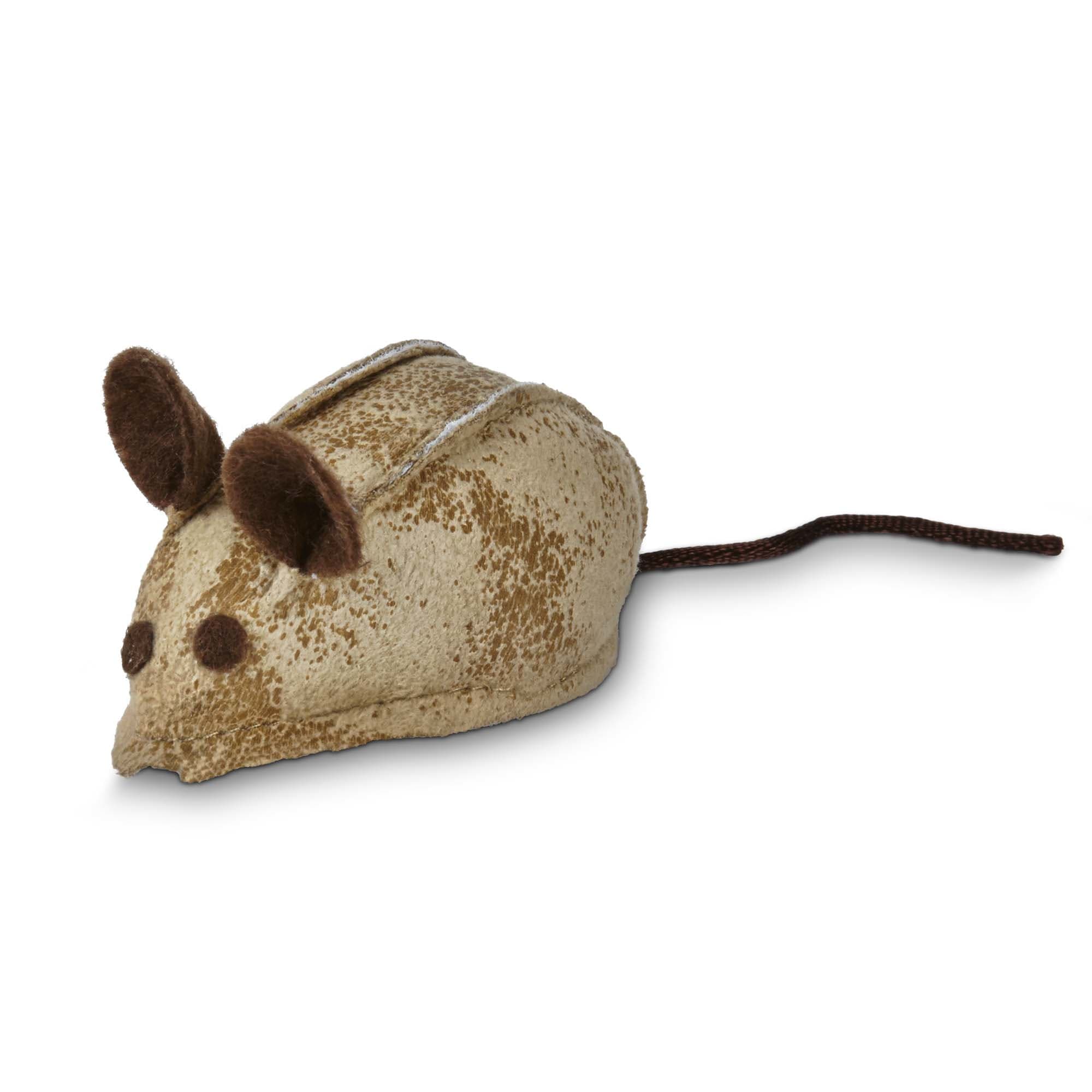 LEAPS  BOUNDS Faux Leather Mouse Cat Toy with Rattle amp; Catnip ， 3 L X 1.5 W