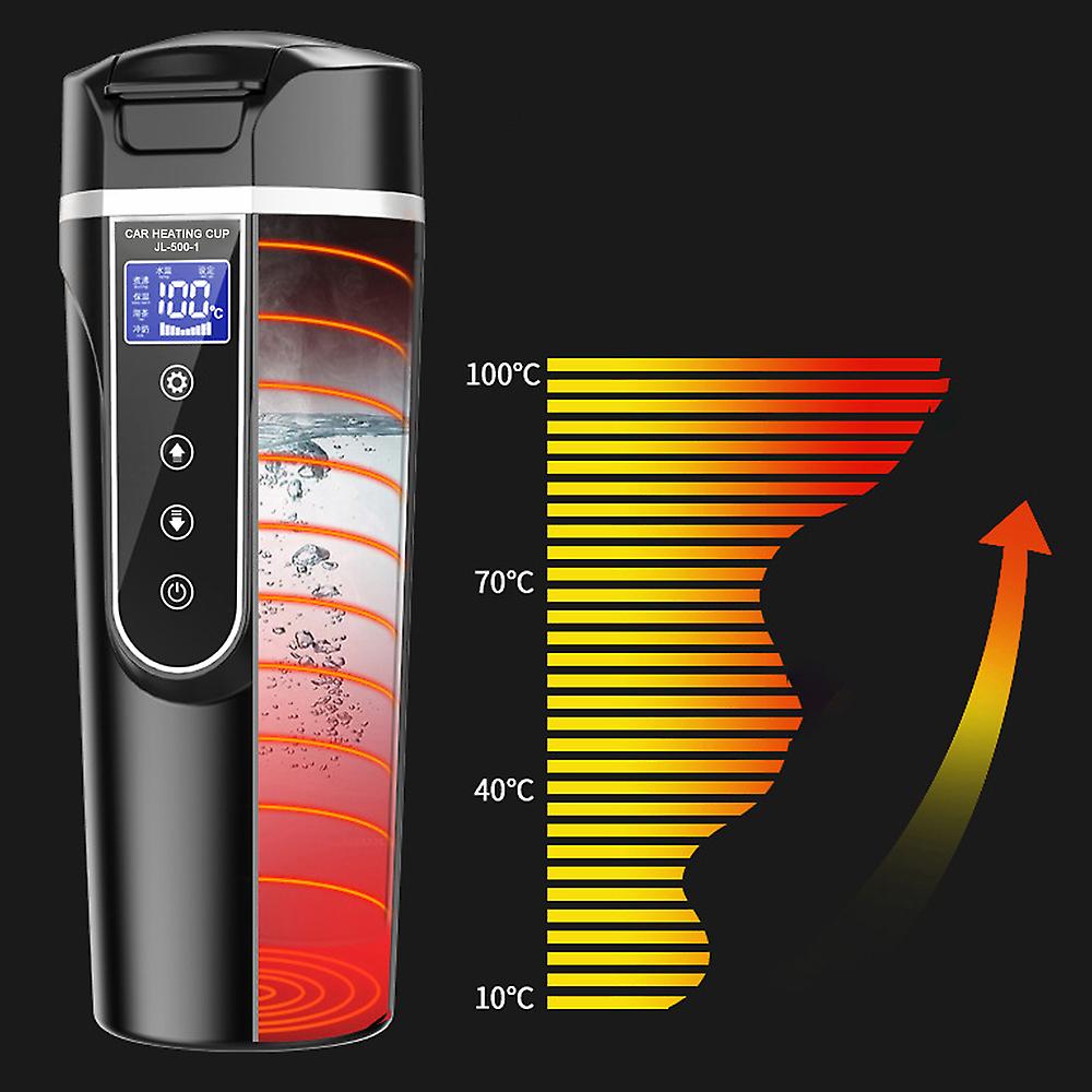 Vehicle Heated Water Cup Electric Kettle Heat Preservation 12.0v Car 24v Truck Household Vehicle Water Heaters Small Electrical Appliances Lcd Display