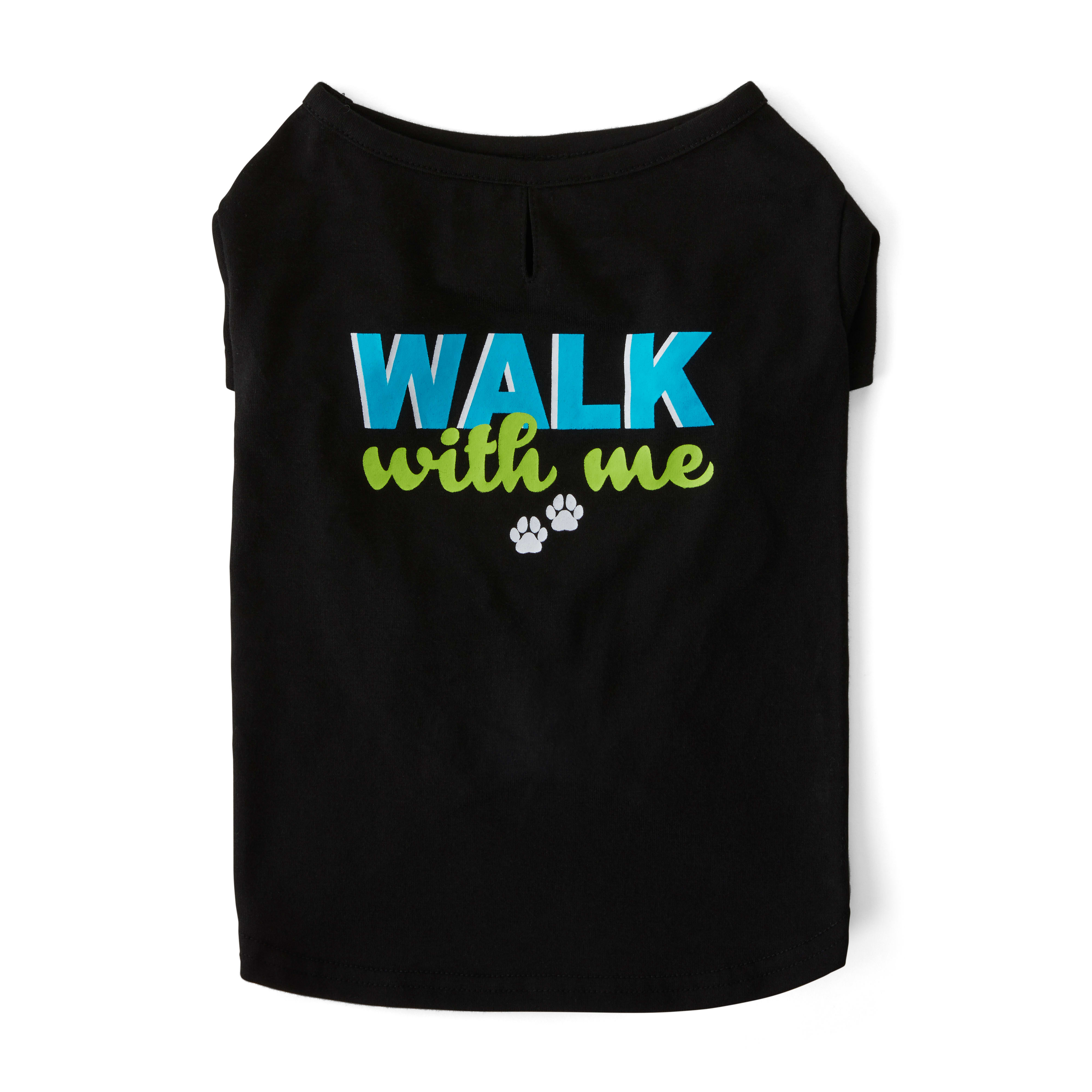 YOULY The Charismatic Black Walk With Me Graphic-Print Dog T-Shirt， XX-Large