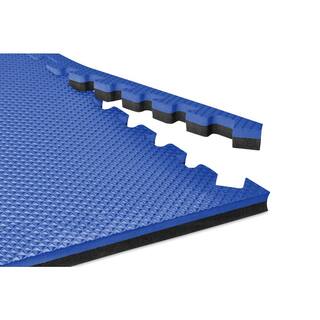 Norsk BlackBlue 24 in. x 24 in. x 0.79 in. Foam Interlocking Reversible Floor Mat (4-Pack) 240179