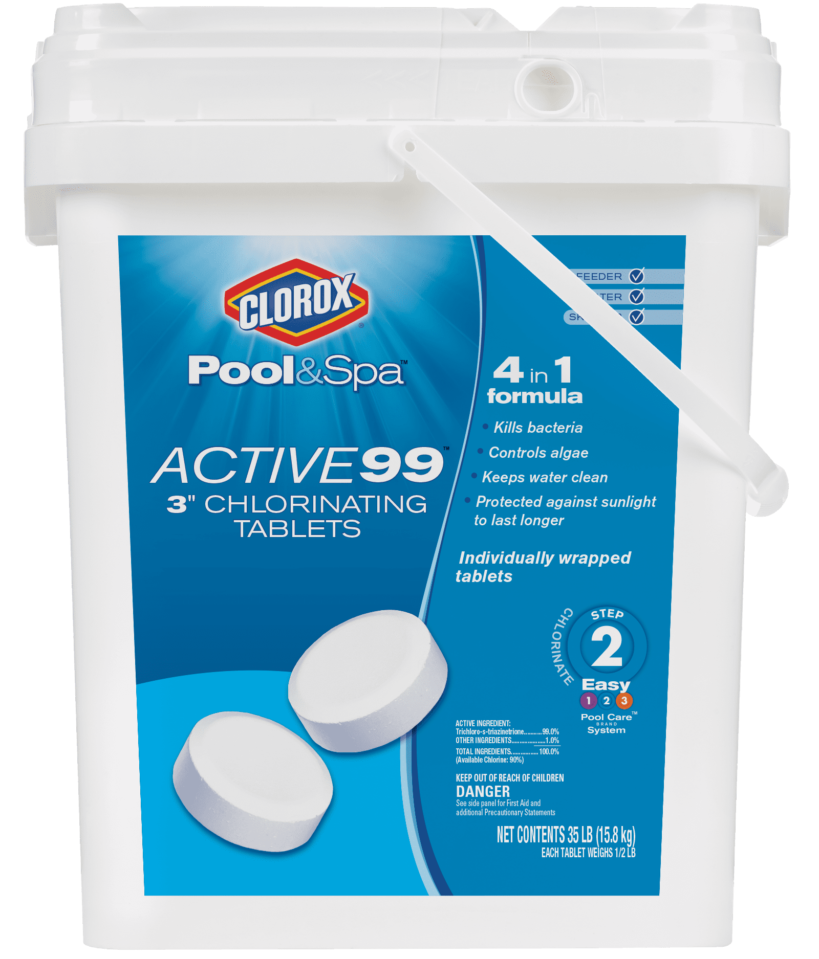 Clorox Pool&Spa 3-Inch Chlorinating Tablets Active 99, For Pool Use 35 Lb.