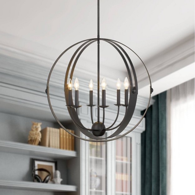 X 27 quot X 46 quot h 60w X 6 Valais Metal Chandelier In Matte Black Cal Lighting