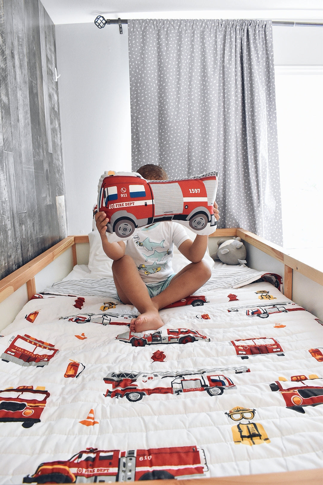 Fire Truck Reversible Quilt Set