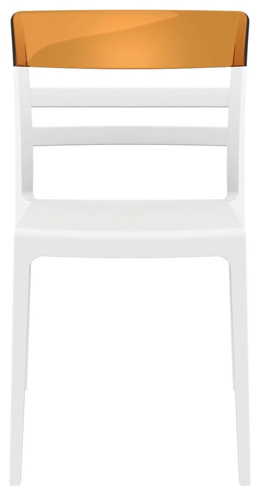 Moon Dining Chair  White Transparent Amber  Set of 2   Contemporary   Outdoor Dining Chairs   by Compamia  Houzz