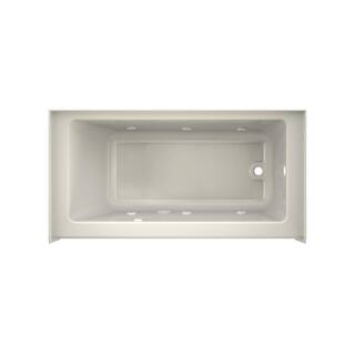 JACUZZI PROJECTA 60 in. x 30 in. Acrylic Right Drain Rectangular Low-Profile AFR Alcove Whirlpool Bathtub with Heater in Oyster R186030WRL1HXY