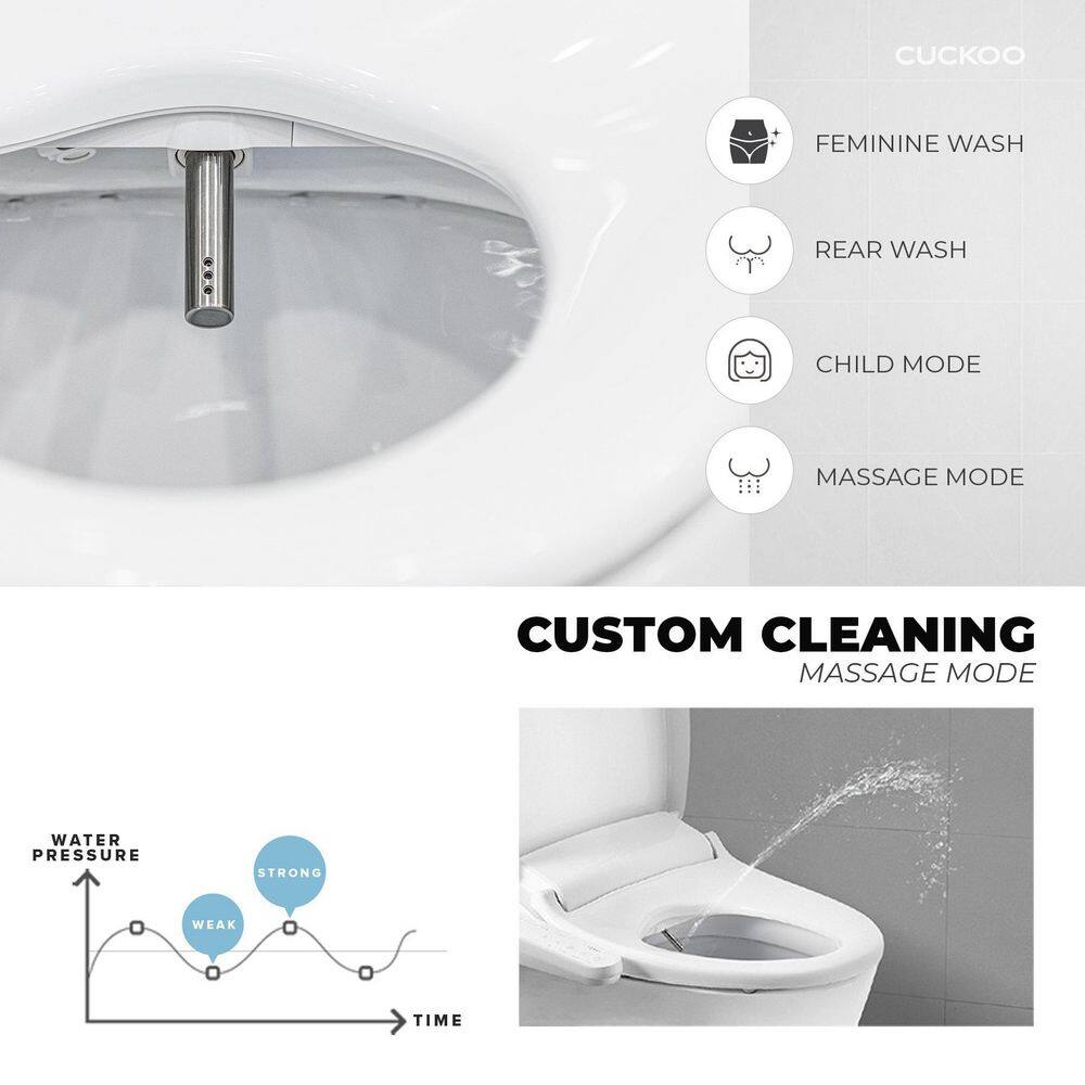 Cuckoo Electric Heated Bidet Seat for Elongated Toilet with Unlimited Heated Water Control Panel in. White CBT-N1030EW